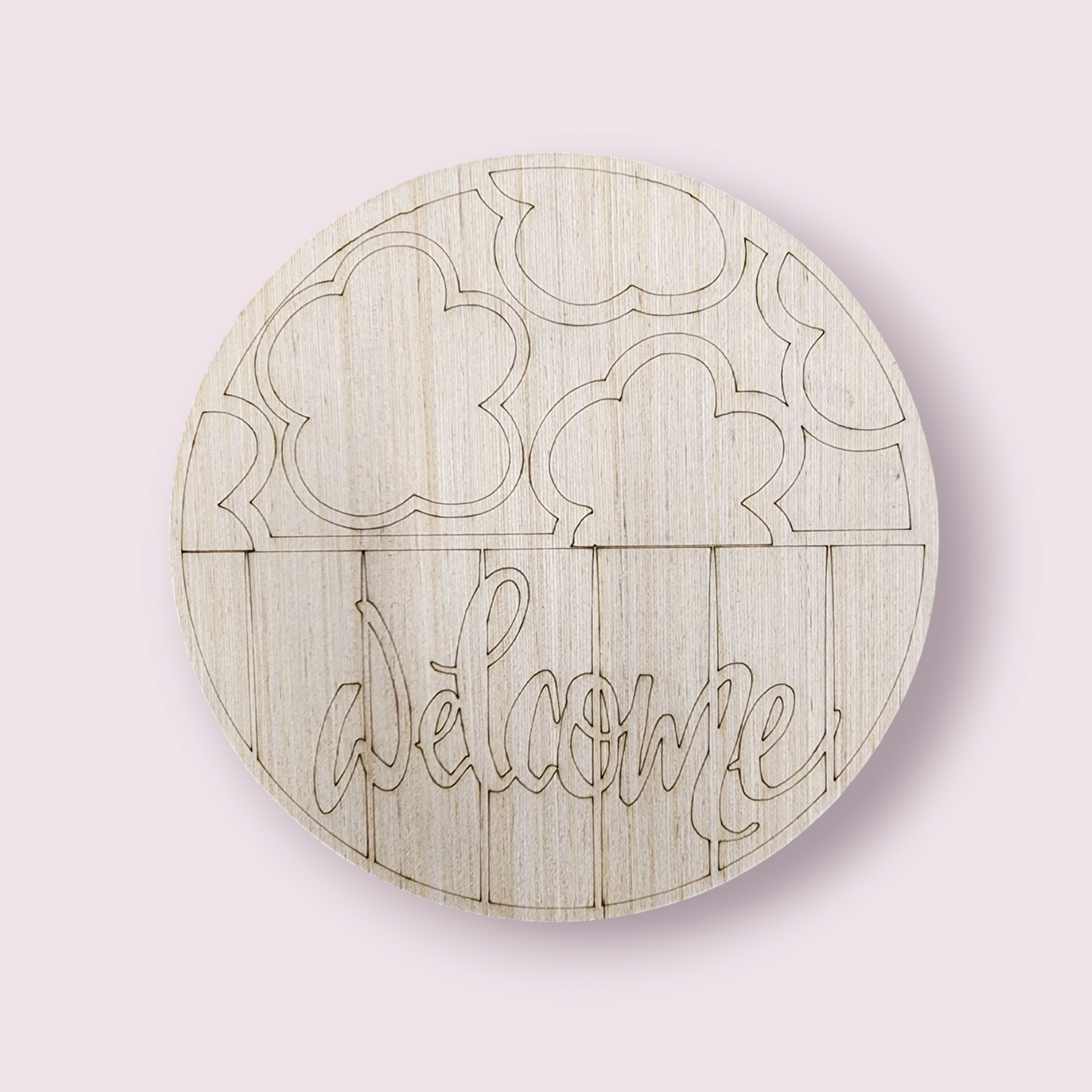 Floral Welcome Round Blank | Garden-Themed Wood Sign
