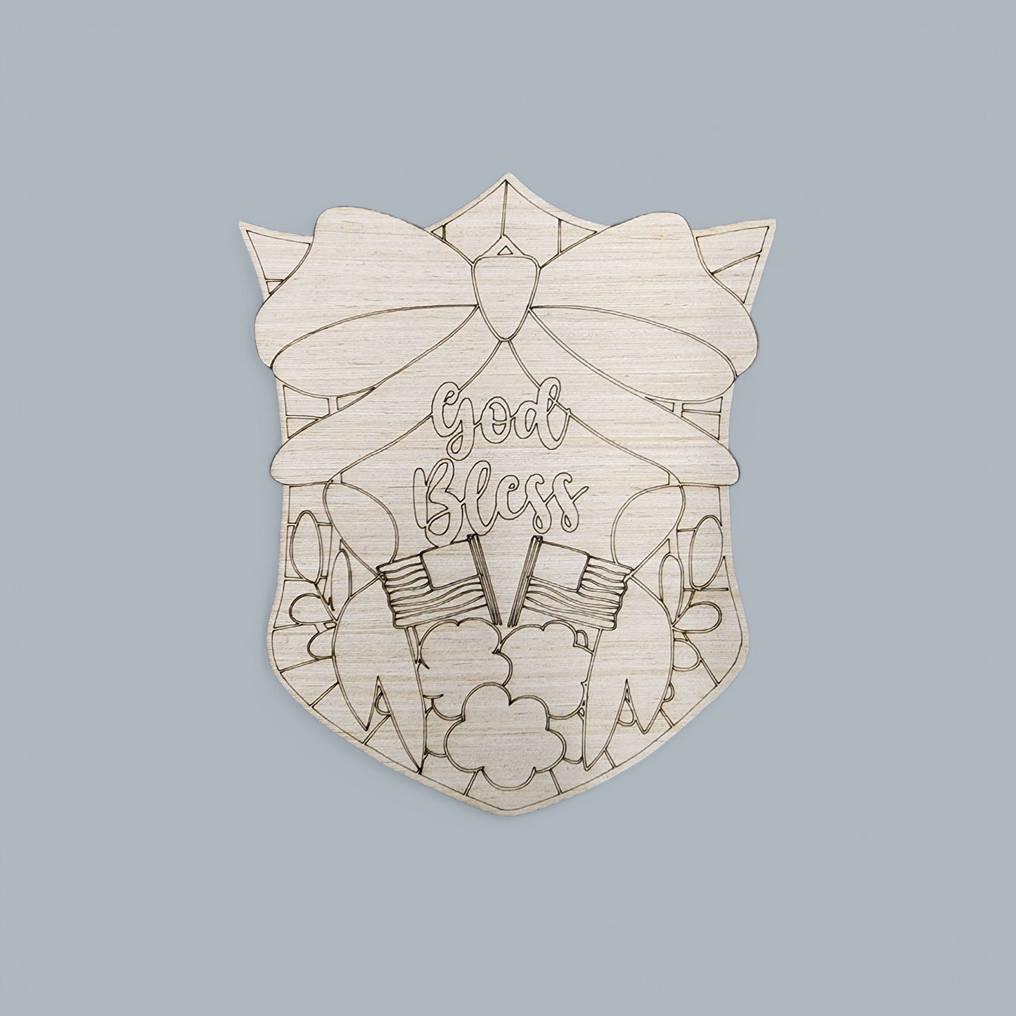 God Bless America Shield Blank | Patriotic Wood Craft