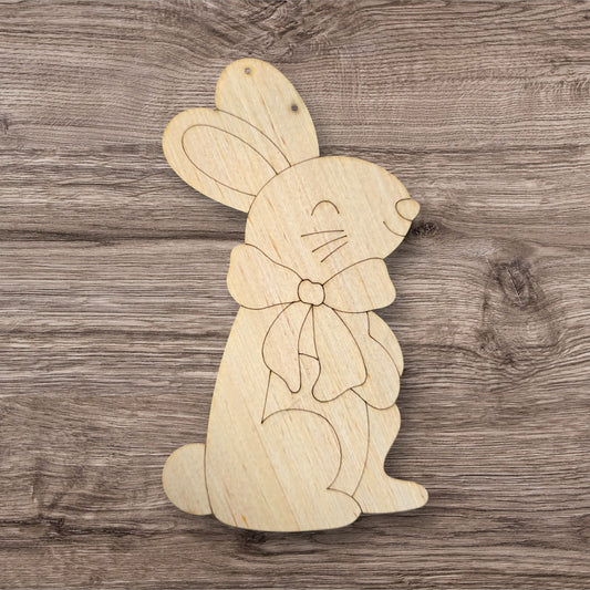 Smiling Bunny With Bow - Laser Ready SVG