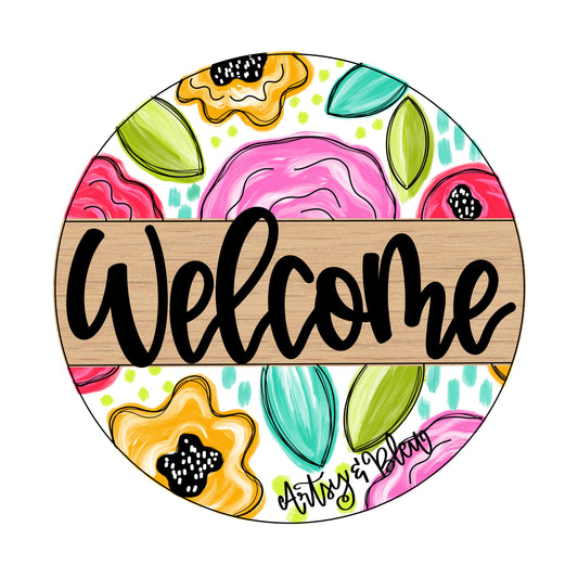 3D Floral Welcome Round (AB035-3D)