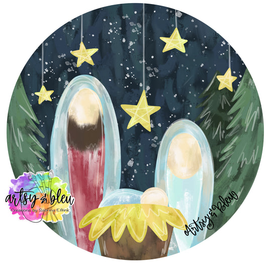 Manger Round Ornament (AB130-O)