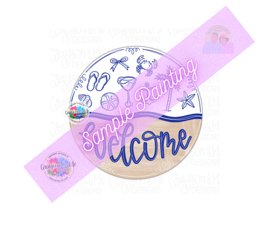Beach Welcome Round - Laser Ready SVG