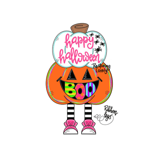 Boo Stack Ribbon Leg Pumpkin (RL030)