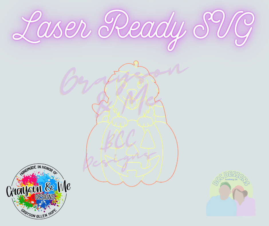 Golden Retriever Pumpkin - Laser Ready SVG \