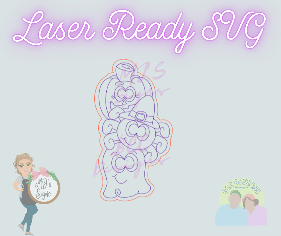 Pumpkin Spider Ghost Stack - Laser Ready SVG