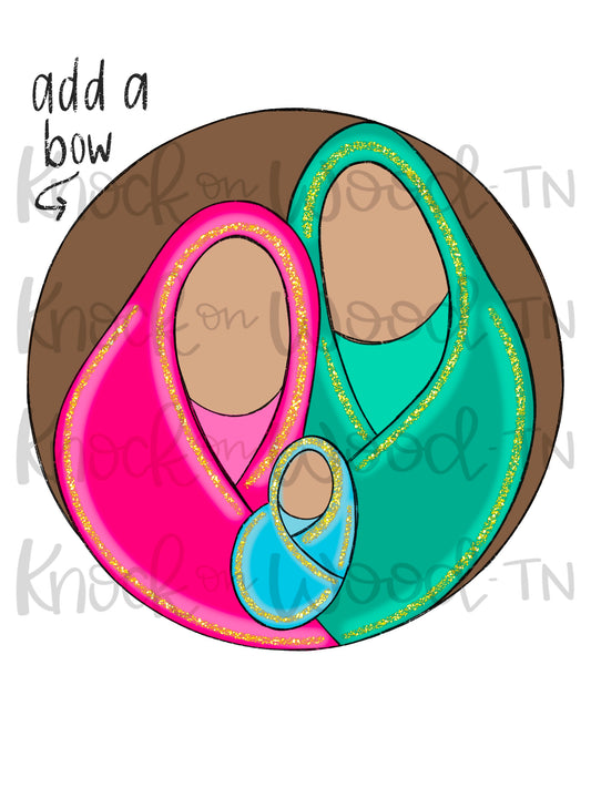 Mary & Joseph Round Ornament (KW119-O)