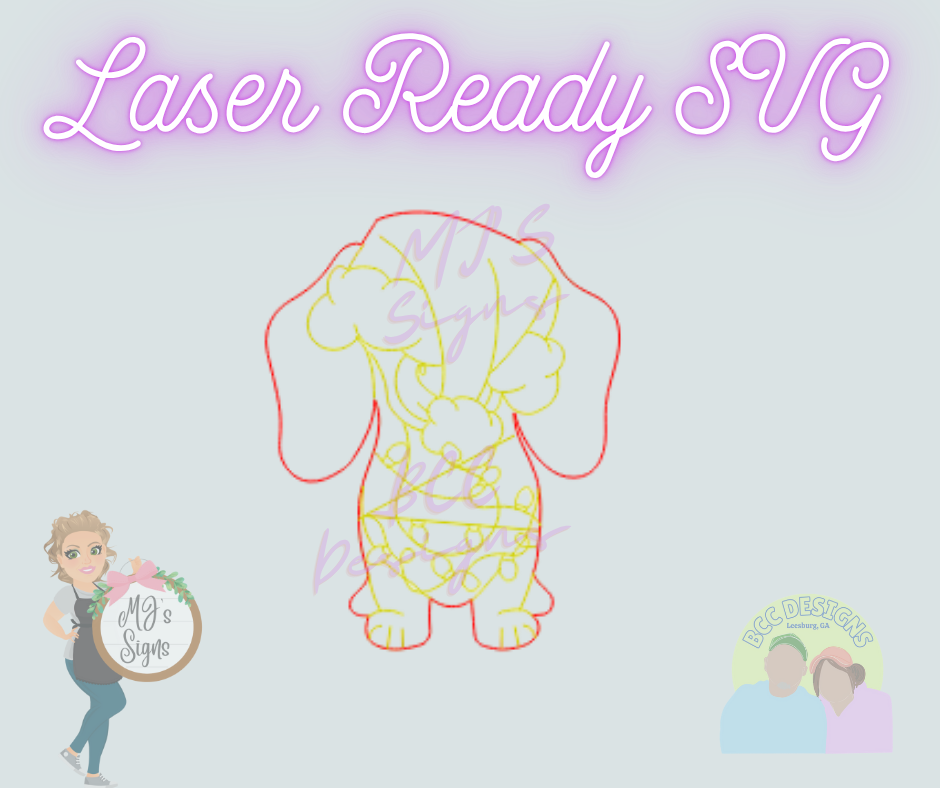 Dachshund Christmas Lights - Laser Ready SVG