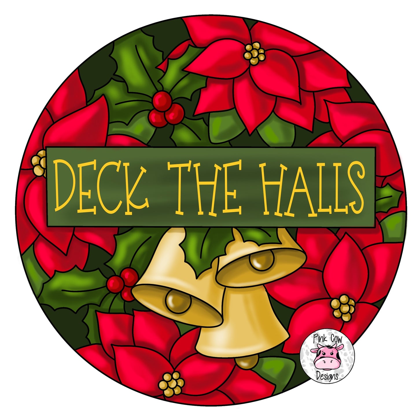 Deck The Halls Poinsettia Round (PC028)