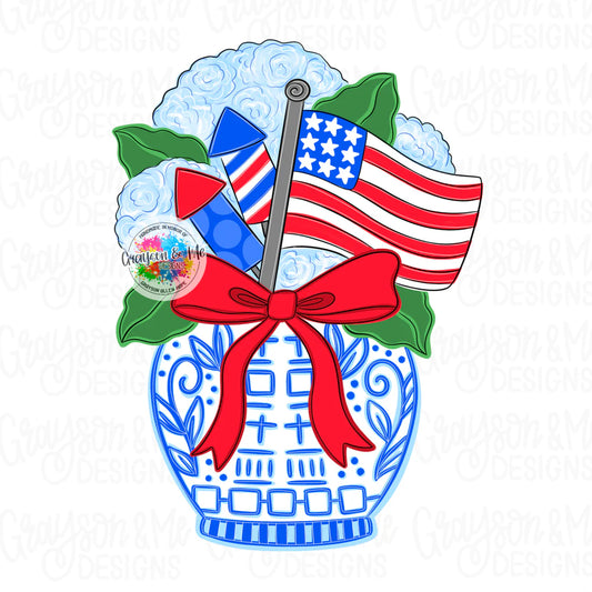 Patriotic Chino Vase - Laser Ready SVG