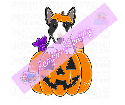 Mini Bull Terrier Pumpkin - Laser Ready SVG