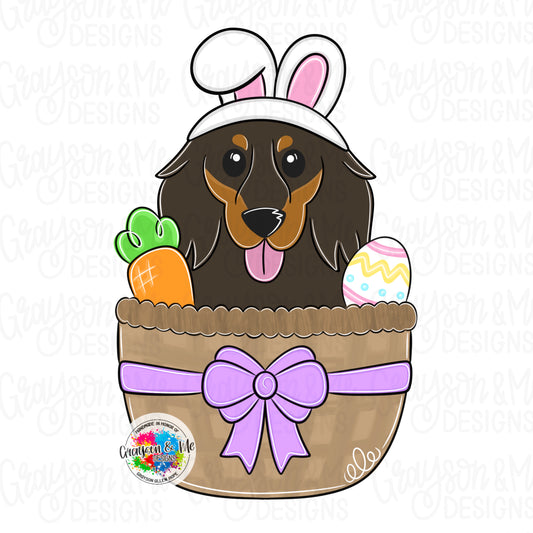 Long Haired Dachshund Easter Basket (GM108)