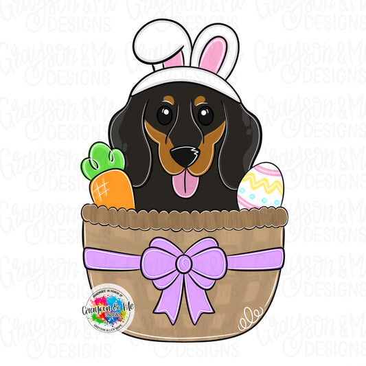Short Hair Dachshund Easter Basket - Laser Ready SVG
