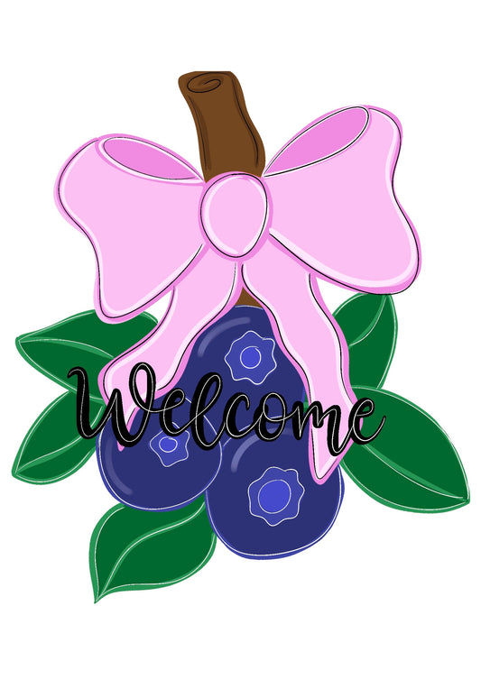 Blueberry Welcome Sign Blank | Summer Fruit Wood Decor