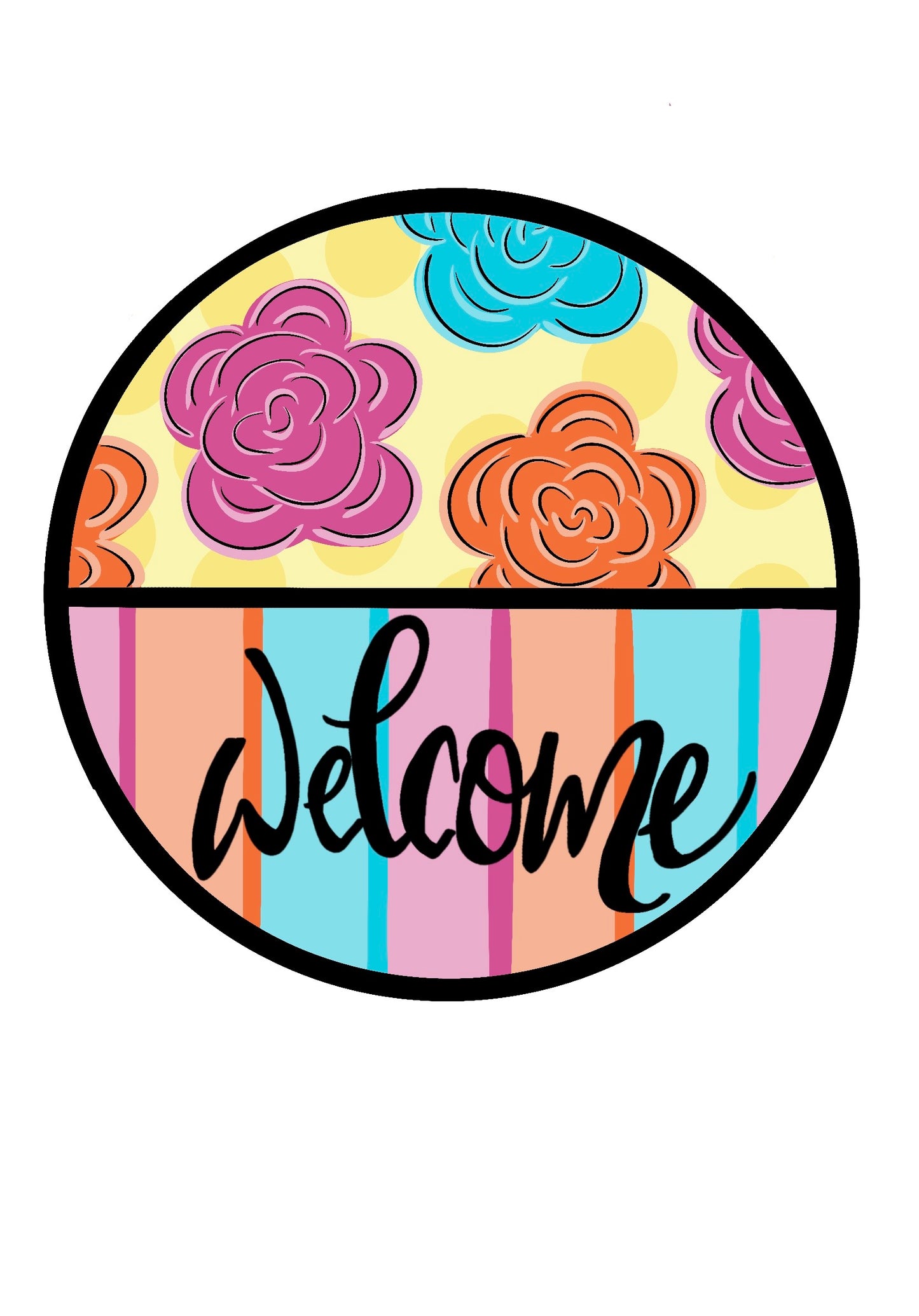 Floral Welcome Round Blank | Garden-Themed Wood Sign