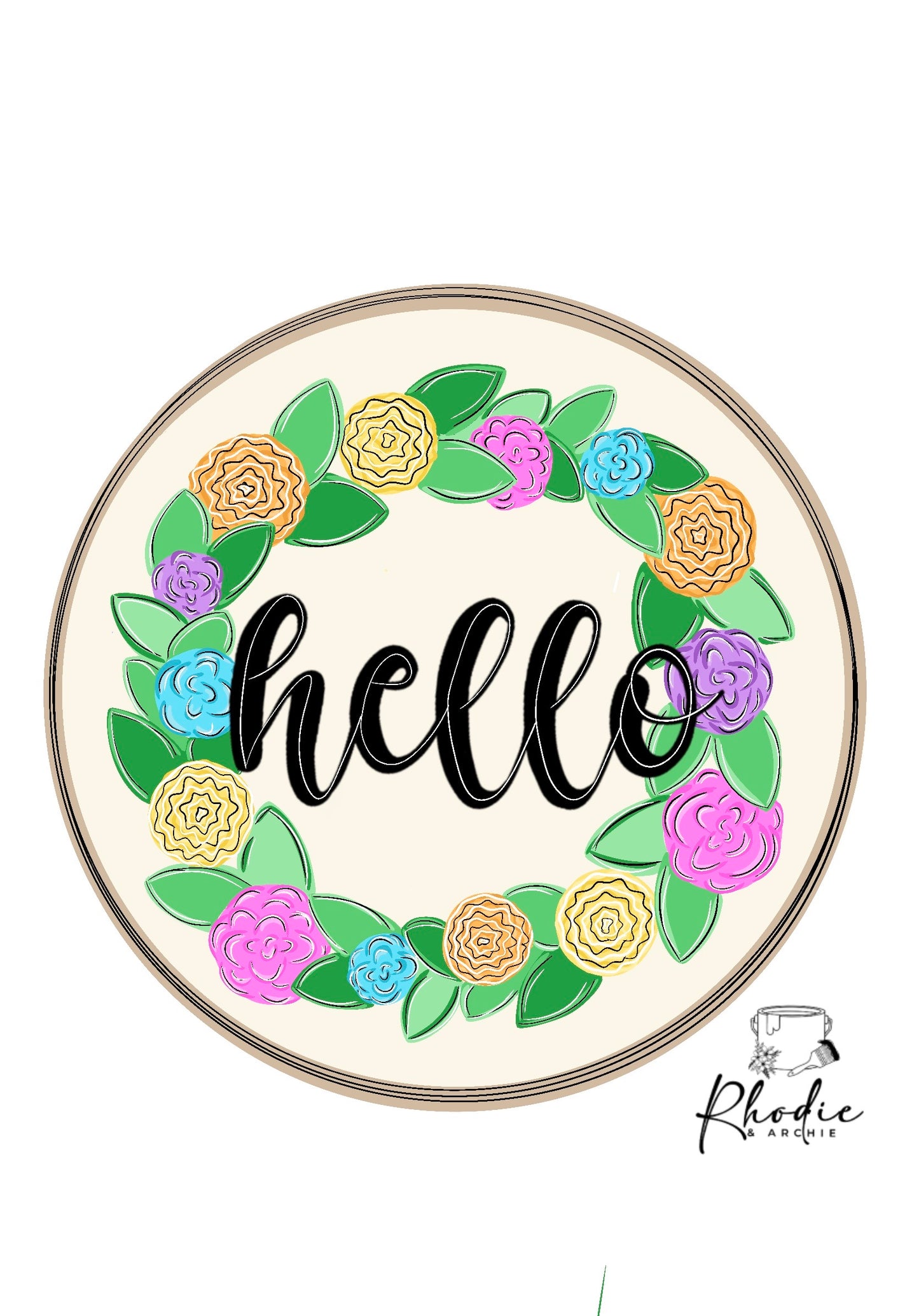 Round Hello Door Hanger Blank | Custom Wood Sign DIY