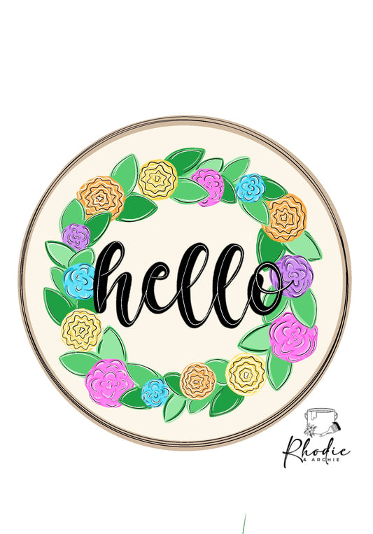 Round Hello Door Hanger Blank | Custom Wood Sign DIY