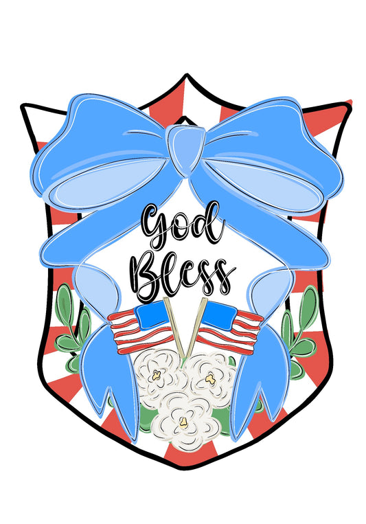 God Bless America Shield Blank | Patriotic Wood Craft