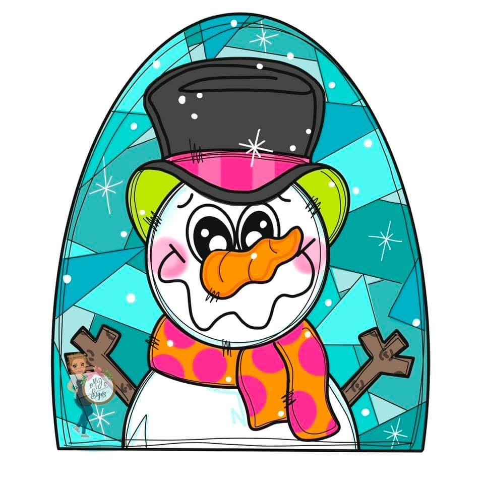 Stained Glass Snowman Ornament (MJ007-O)