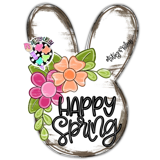 3D Floral Happy Spring Bunny (AB206-3D)
