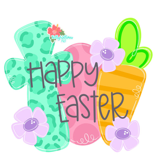 Happy Easter Cross & Carrots (KA064)
