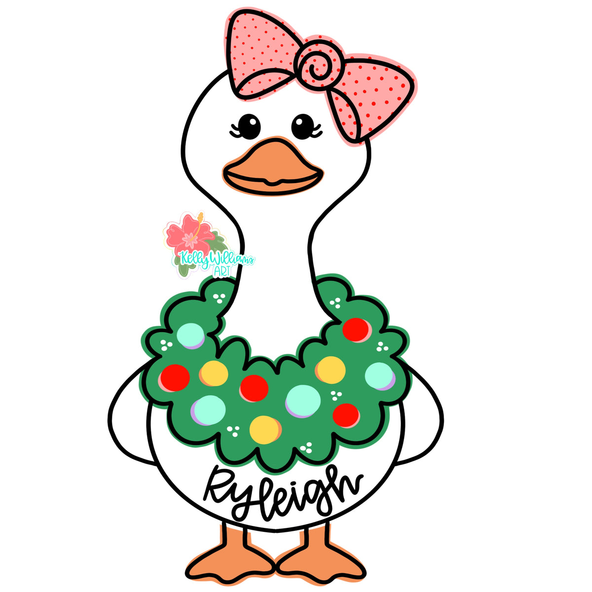 Silly Christmas Goose With Bow Ornament (KA106-O)