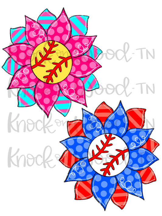 3D Baseball/Softball Sunflower (KW174-3D)