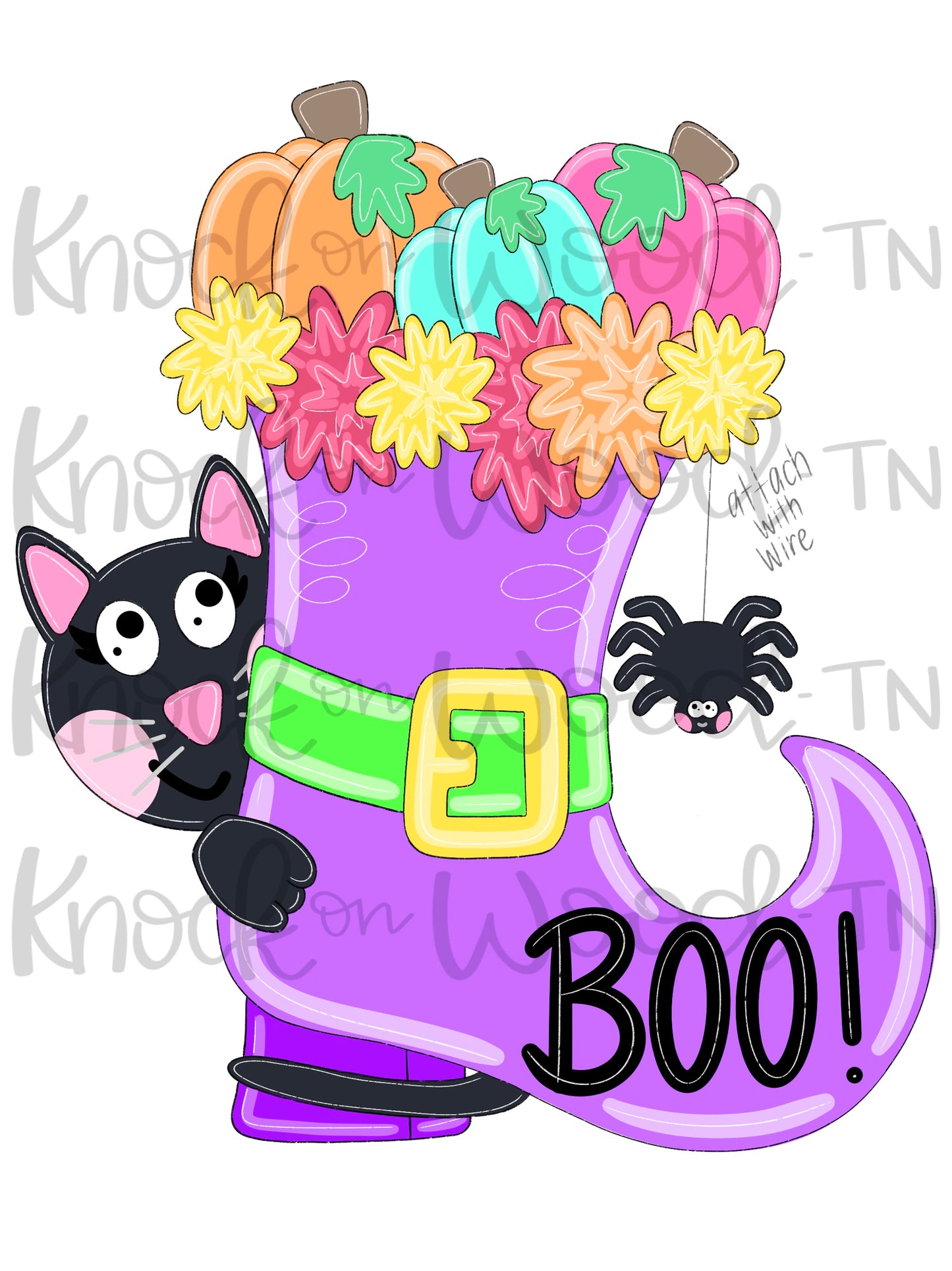 3D Witch Boot With Cat (KW193-3D)