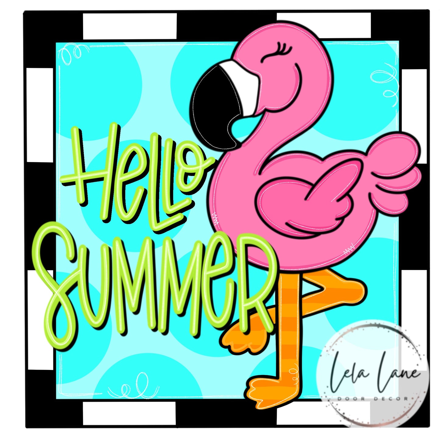 Hello Summer Flamingo Square (LL061)