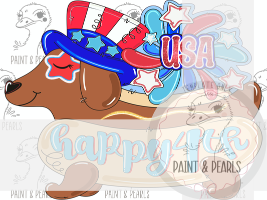 3D Happy 4th Weenie Dog (PAP011-3D)
