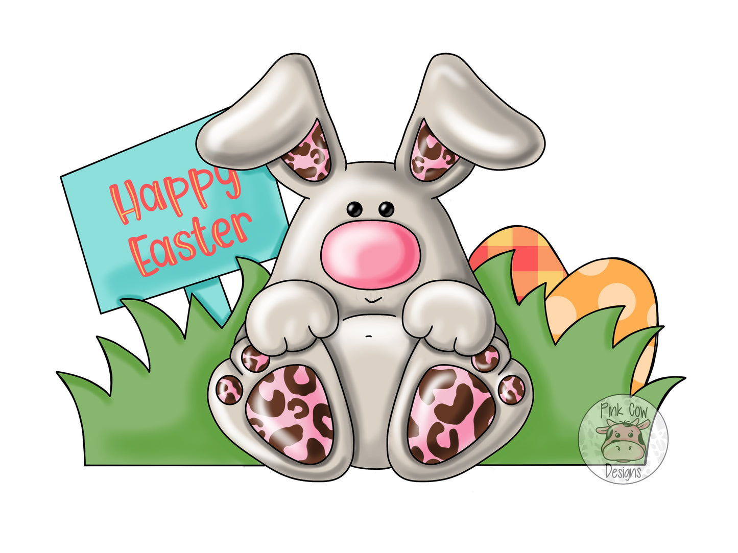 Happy Easter Bunny In Grass (PC164)