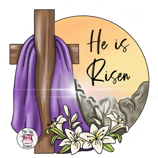 He Is Risen Cross Round (PC168)
