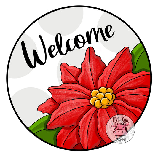 Poinsettia Welcome Round (PC049O)