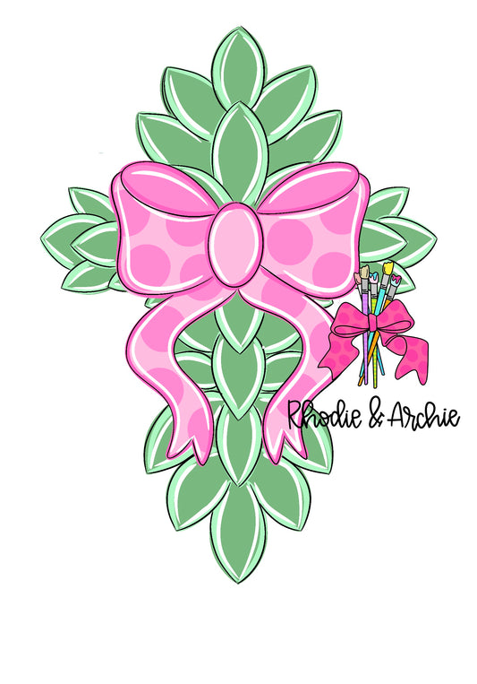 Leafy Cross With Bow (RA153)