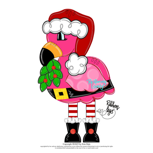 Ribbon Leg Christmas Flamingo Ornament (RL165-O)