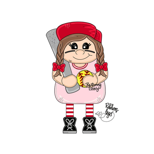 Ribbon Leg Softball Player (RL104)