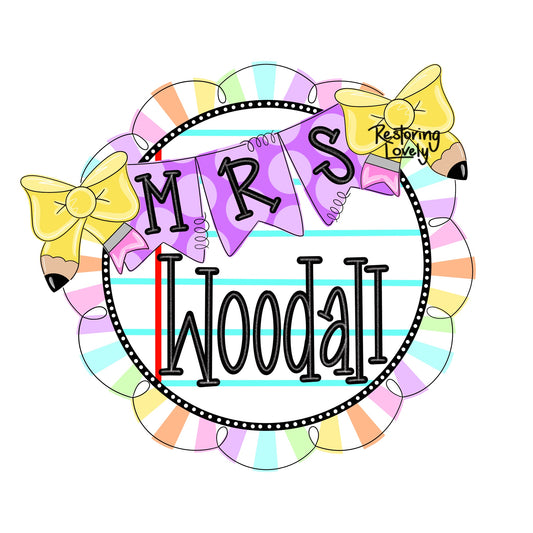 Mrs Teacher Scallop Round (RL149)