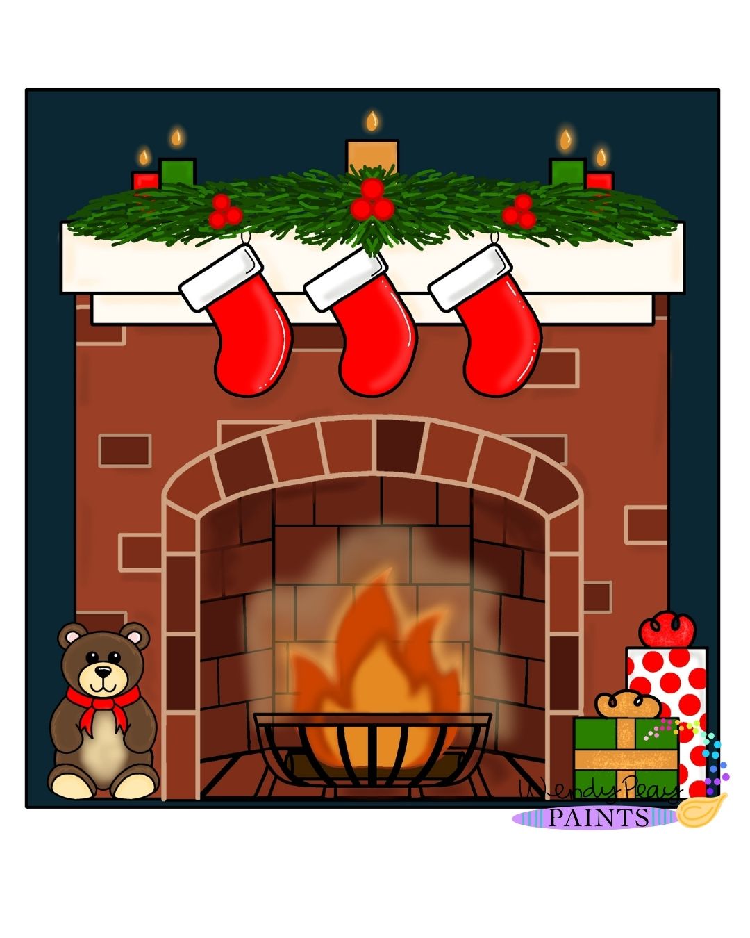 Christmas Fireplace Ornament (WP032-O)