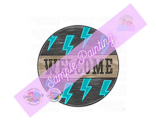 Lightning Welcome Round - Laser Ready SVG