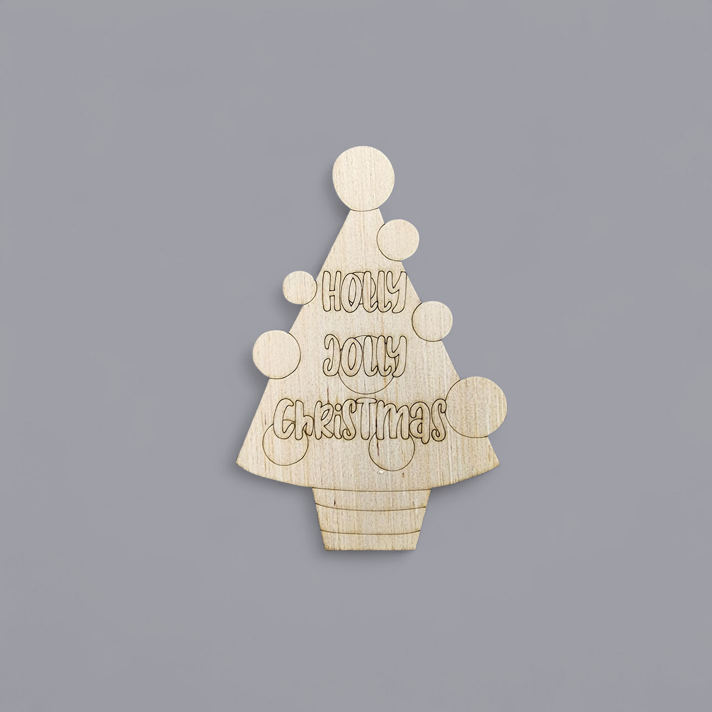 DIY "Holly Jolly Christmas" wooden tree ornament.