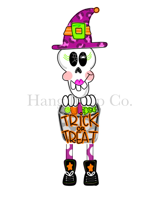 Ribbon Leg Trick or Treat Skeleton (HC196)