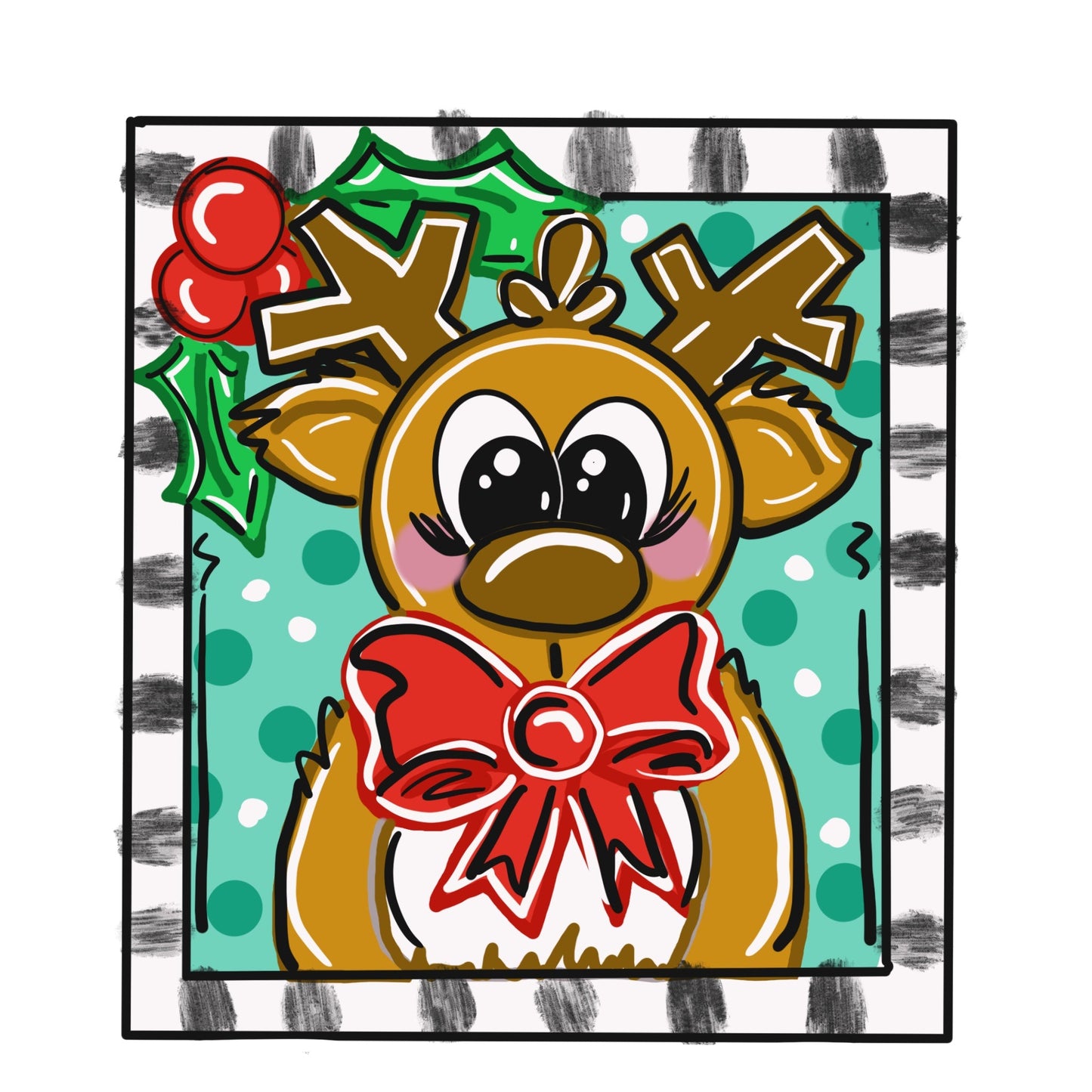 Reindeer Square Ornament (DD036O)