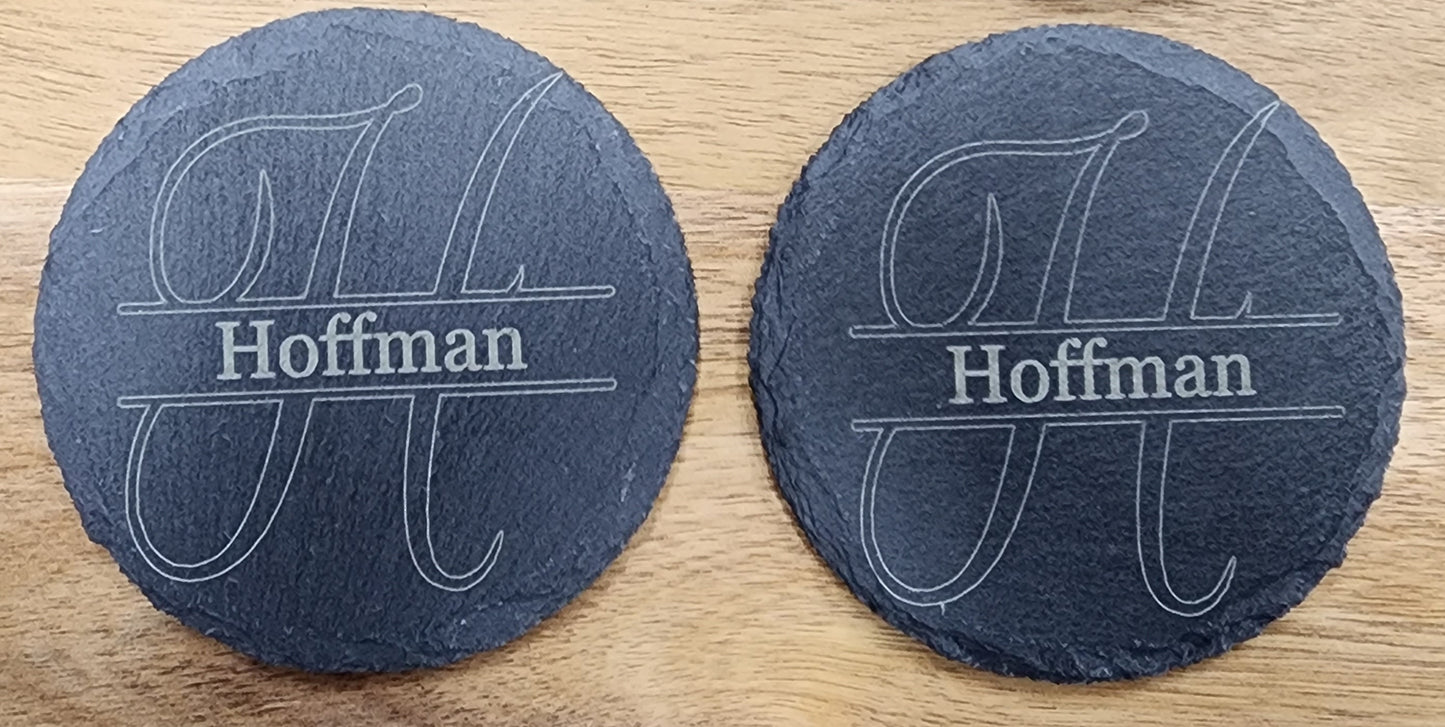 Personalized Engraved Slate Coaster Set