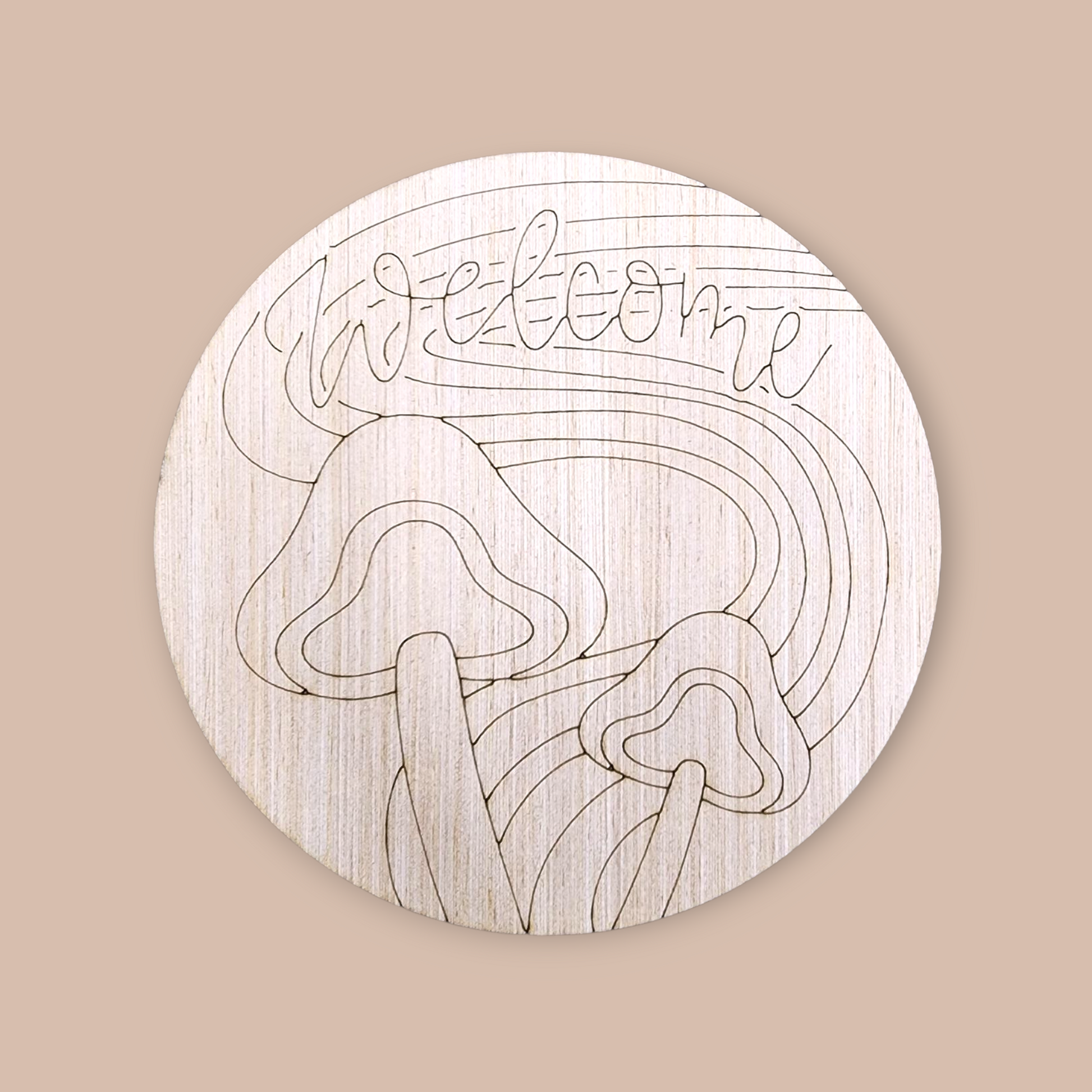 Rainbow Mushroom Door Hanger | Whimsical Wooden Craft Blank