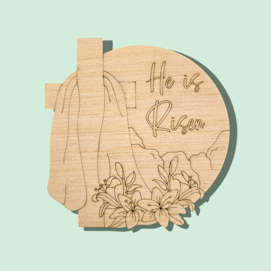 He Is Risen Cross Round (PC168)