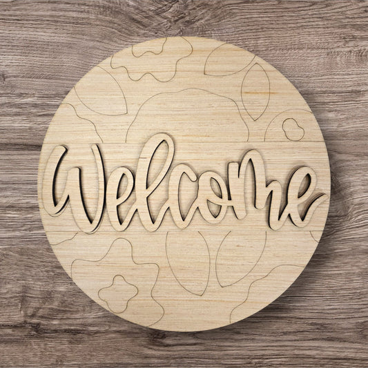 3D Floral Welcome Round (AB035-3D)