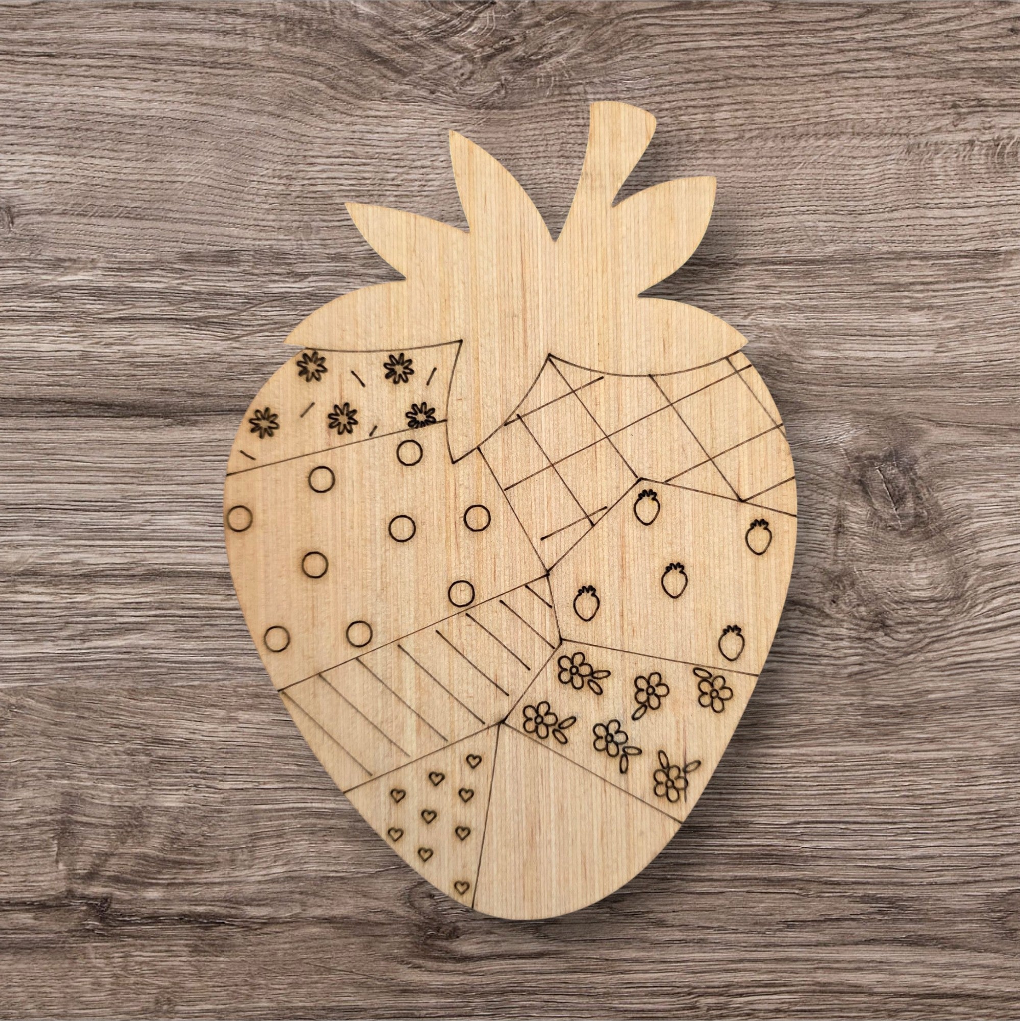 Patchwork Strawberry Wood Blank | DIY Summer Fruit Door Hanger