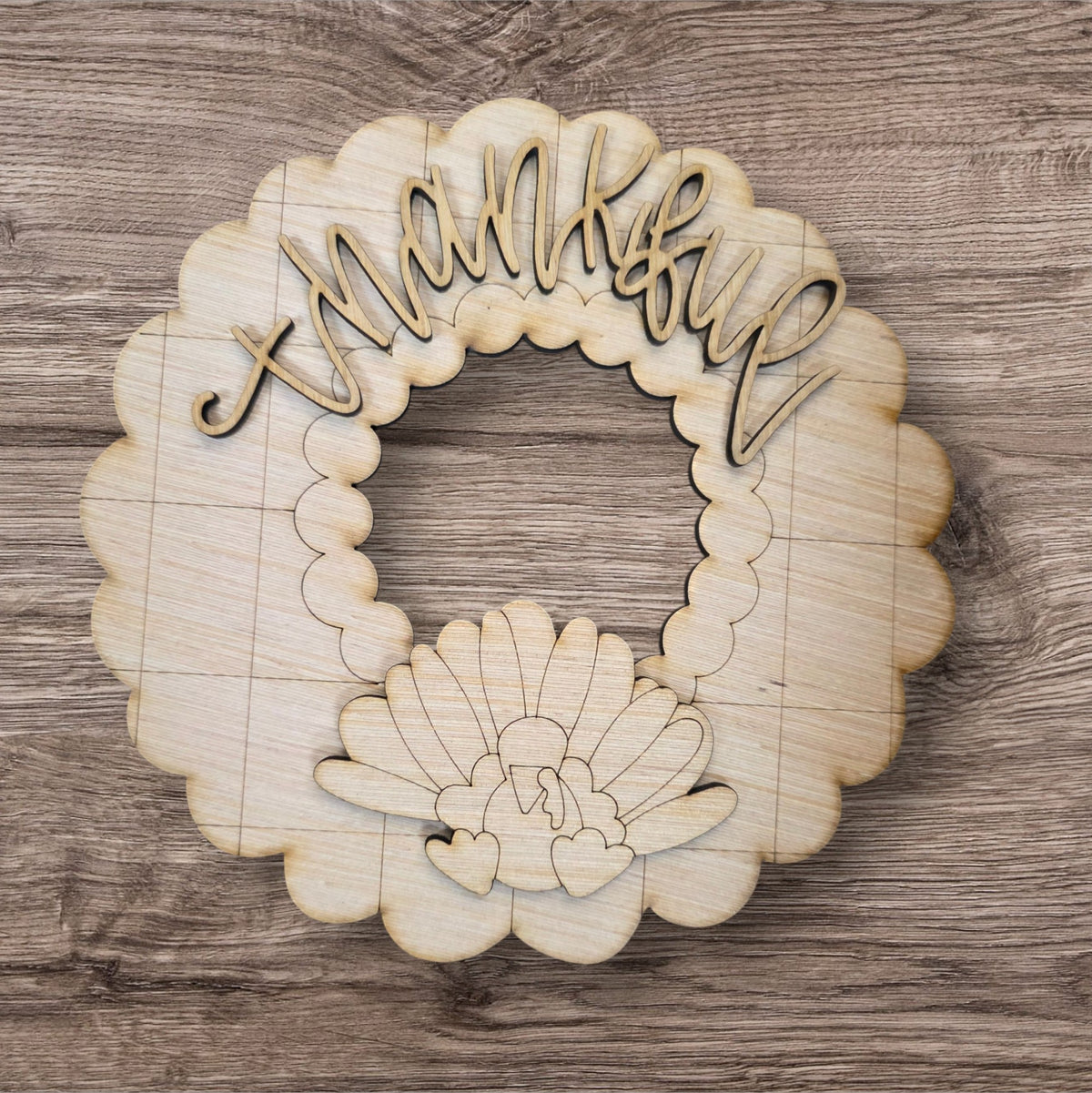 3D Turkey Thankful Scallop Round (HC276-3D)
