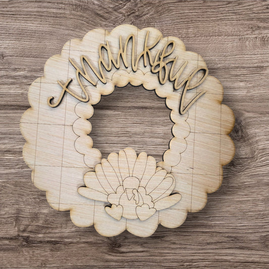 3D Turkey Thankful Scallop Round (HC276-3D)