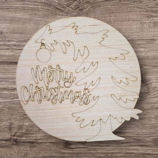 Merry Christmas Tree Round Ornament (LL072-O)