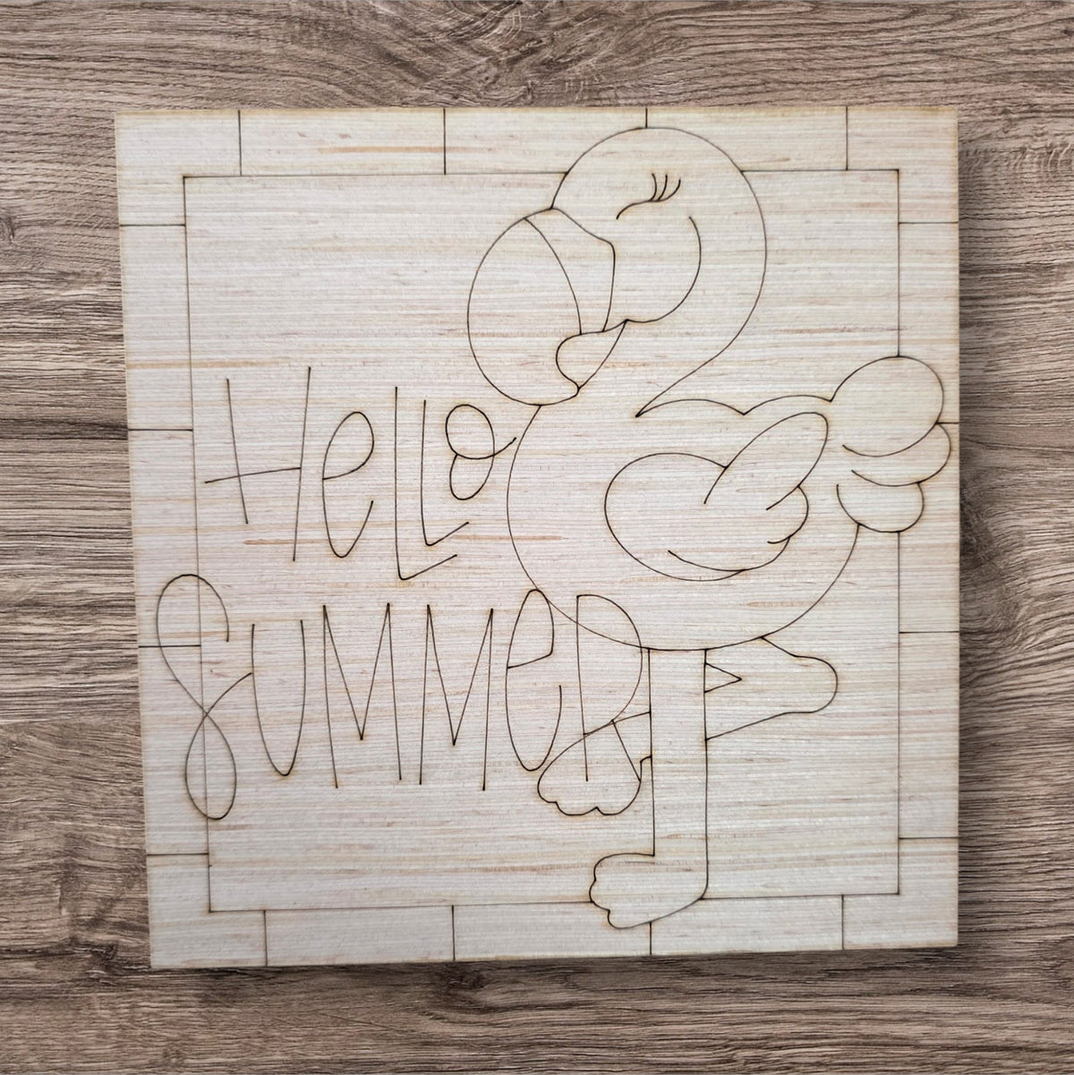 Hello Summer Flamingo Square (LL061)